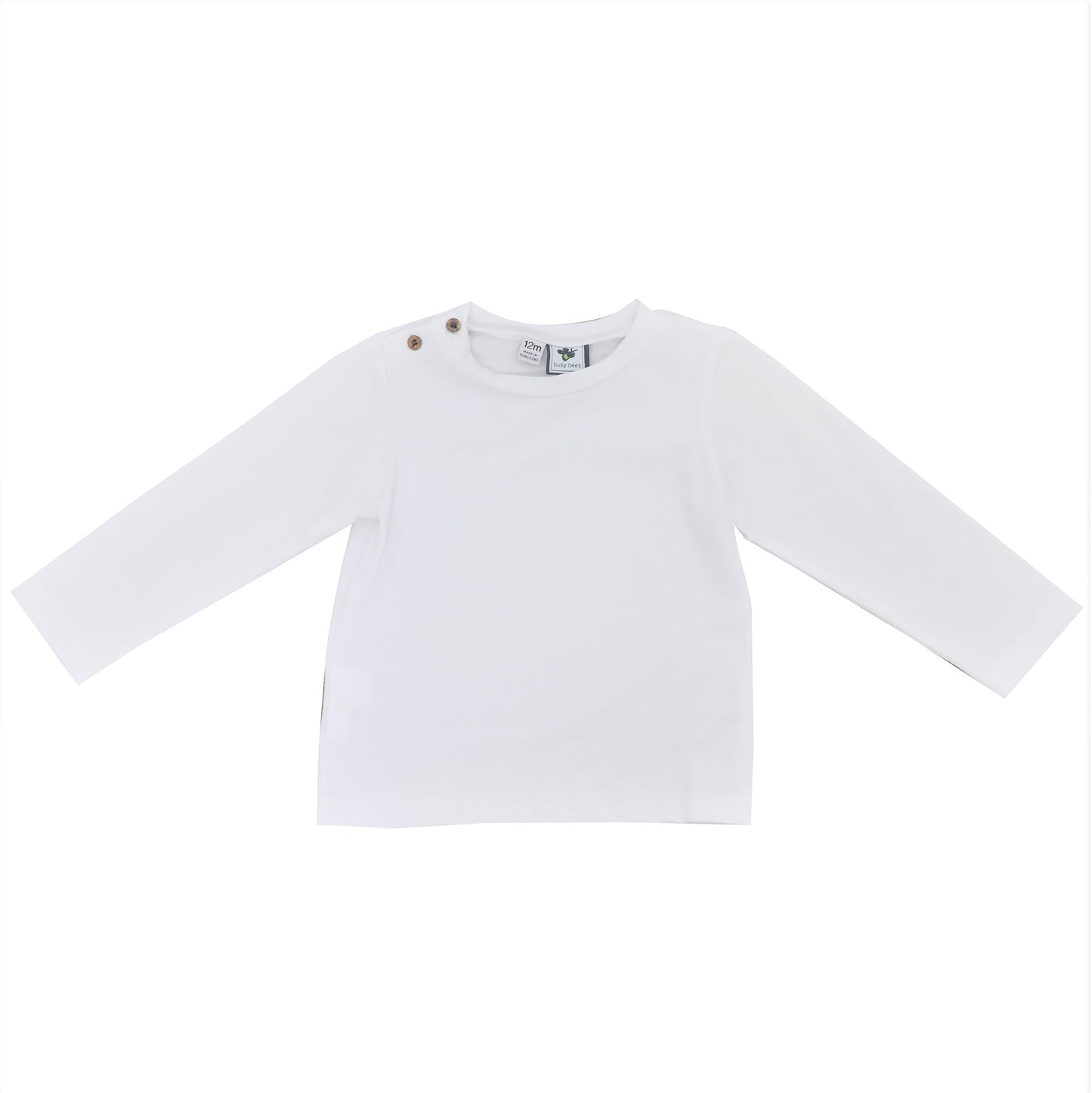 Henry Boys Button Shoulder Long Sleeve Tee White Knit