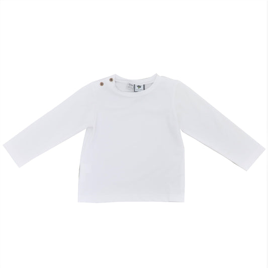 Henry Boys Button Shoulder Long Sleeve Tee White Knit