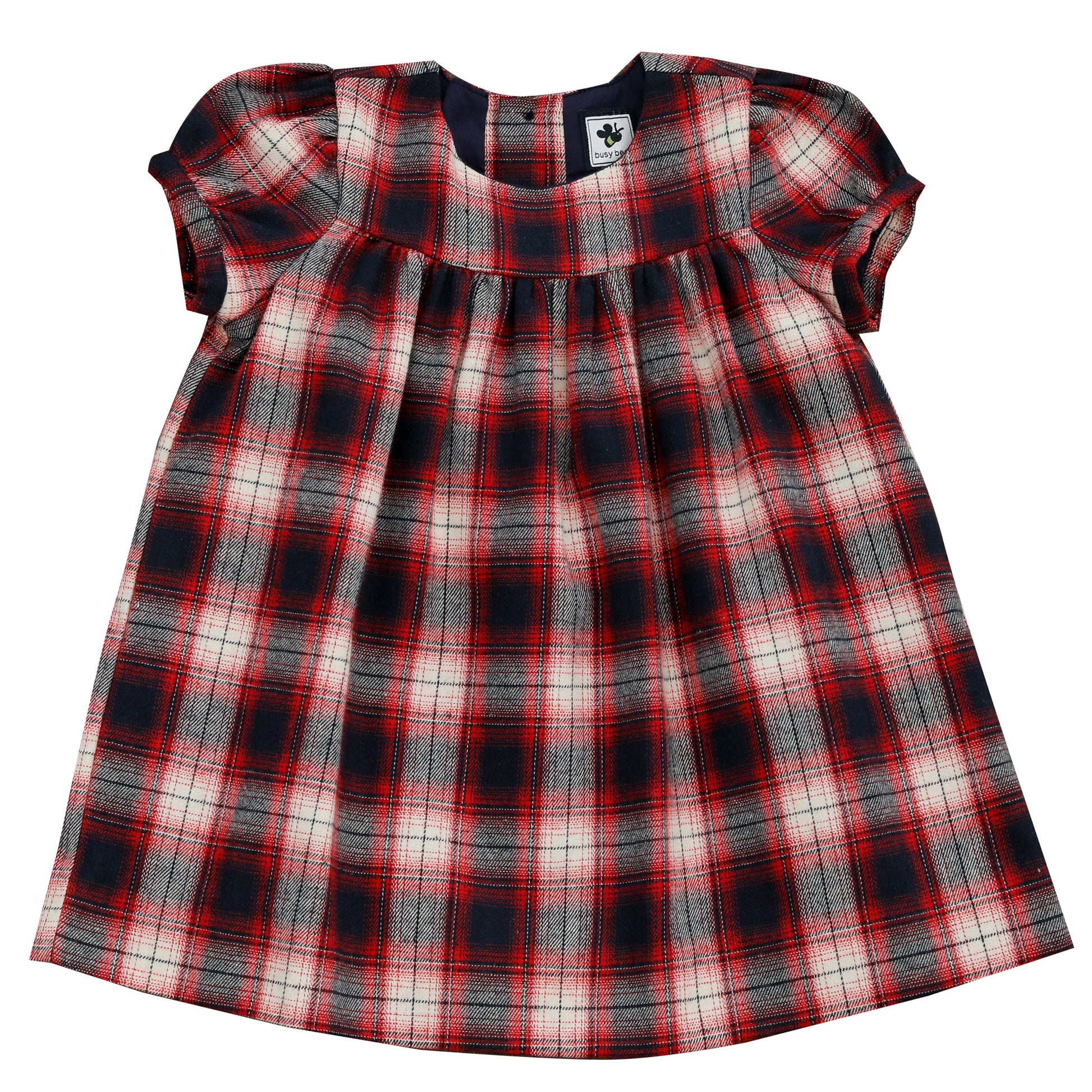 Matilda Girls Puff Sleeve Dress Red Plaid Busy Bees Matilda Girls Puff Sleeve Dress Red Plaid Busy Bees