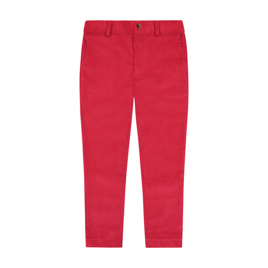 Alex Boys Flat Front Pant Red Corduroy