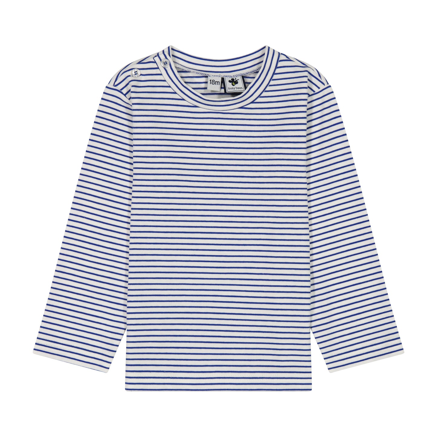 Henry Boys Button Shoulder Long Sleeve Tee Blue Stripe