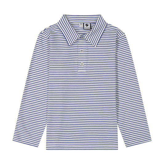 Boys Long Sleeve Polo Blue Stripe