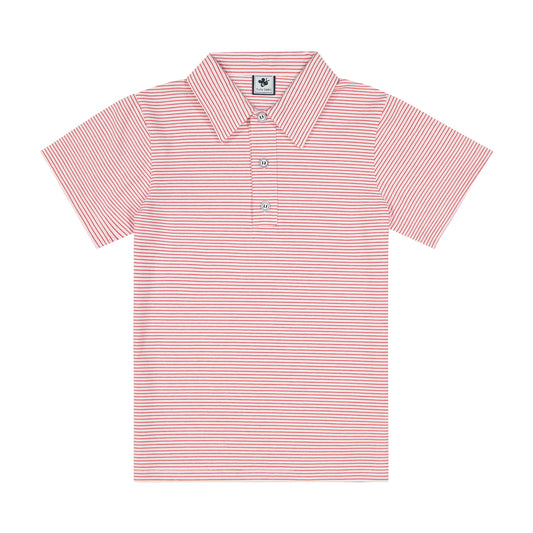 Boys Short Sleeve Polo Mini Red Stripe