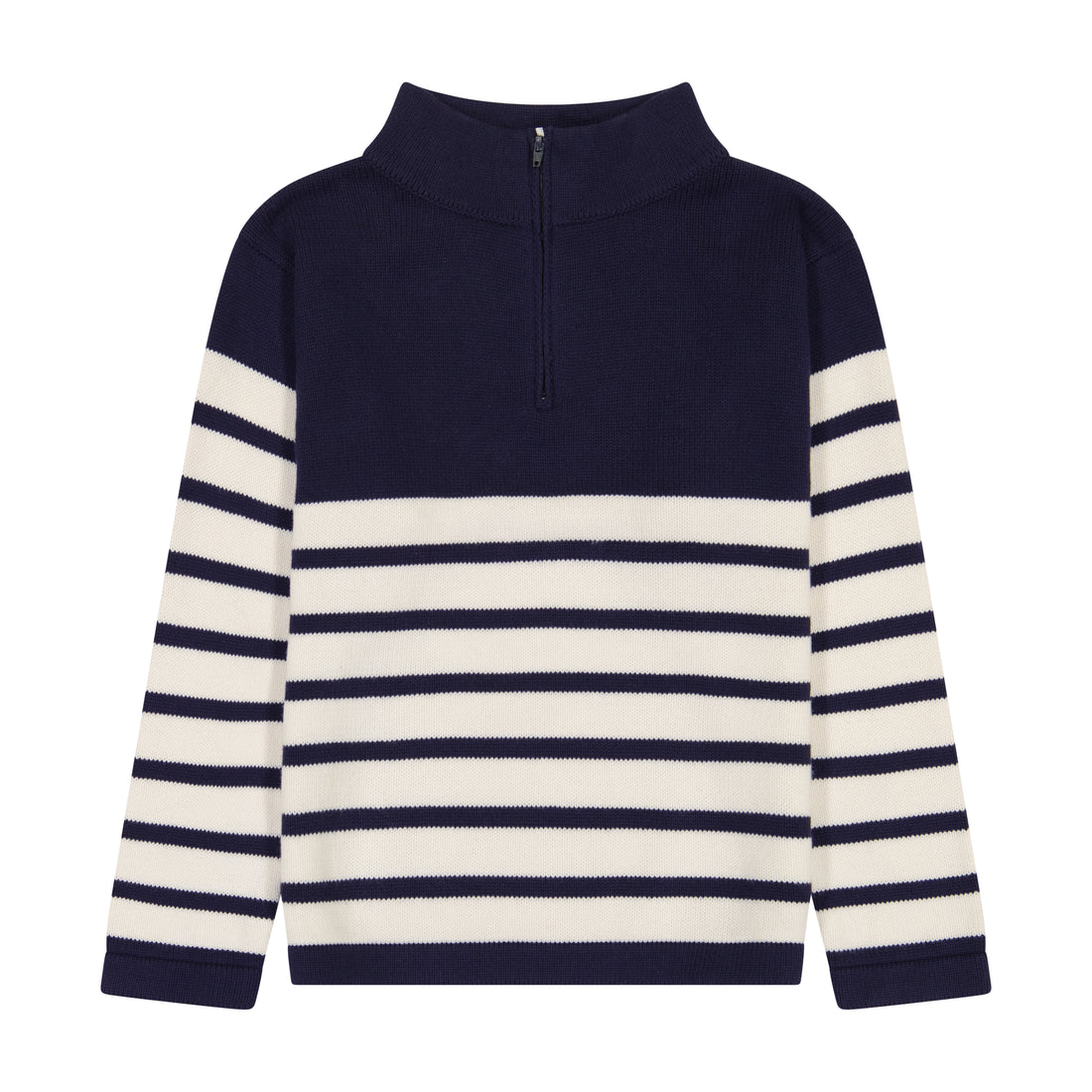 Cotton Boys Zip Sweater Breton Navy White Stripe – Busy Bees