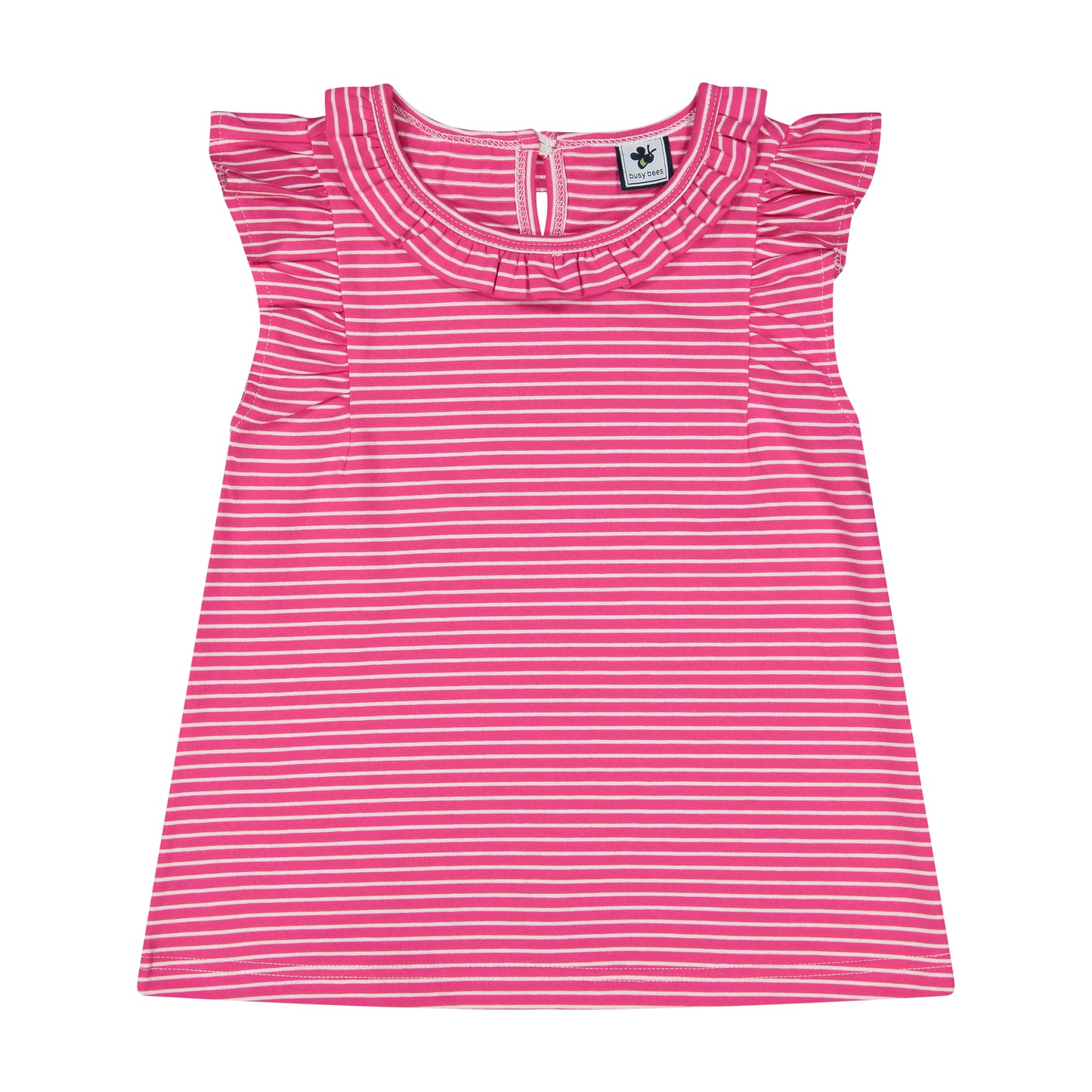 Colette Ruffle Top Fuschia Pink Stripe