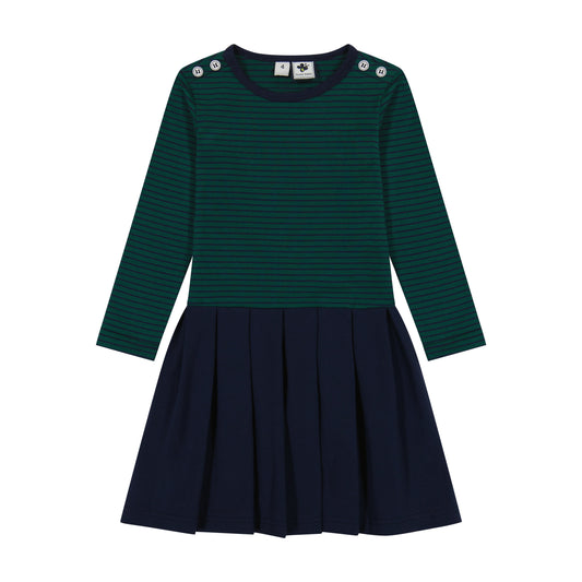 Francesca Girls Dropwaist Dress Forest Navy Stripe