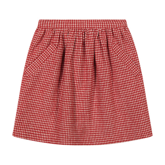 Kiki Pocket Skirt Red Houndstooth Check