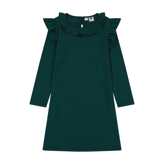 Luna Girls Dress Forest Navy Stripe