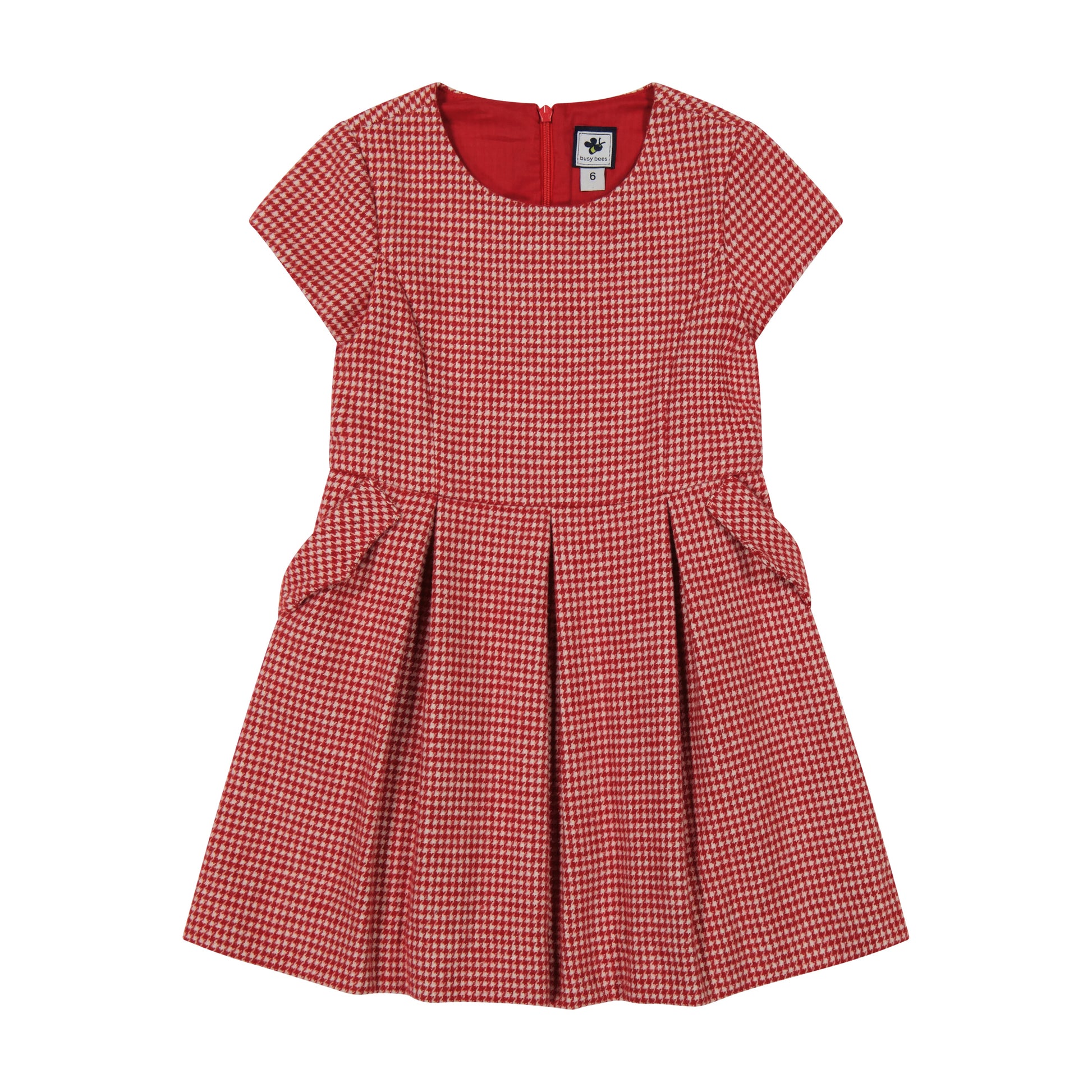 Scarlett Party Dress Red Houndstooth Check Scarlett Party Dress Red Houndstooth Check
