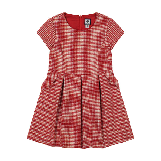 Scarlett Party Dress Red Houndstooth Check