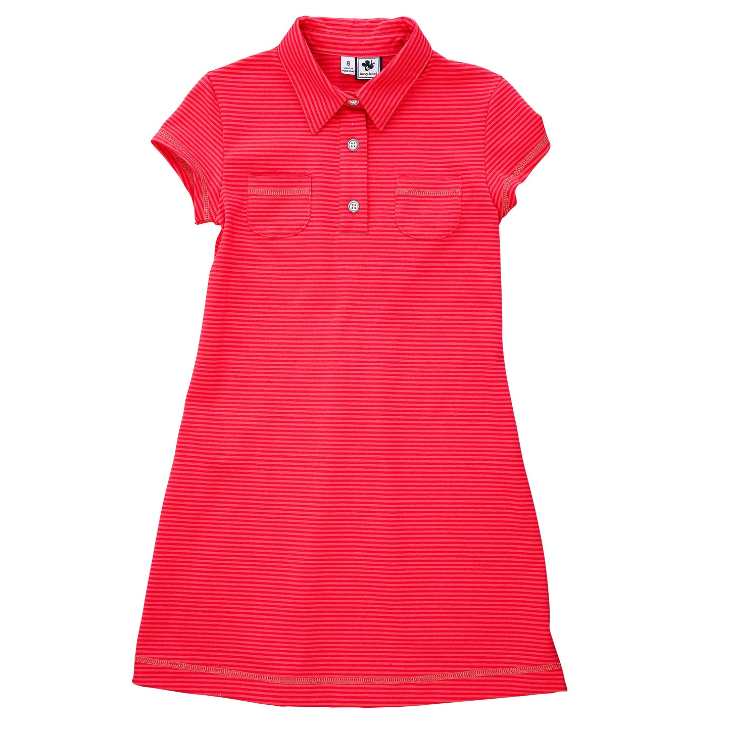 Mimi Tennis Polo Dress Coral Red Mini Stripe Knit