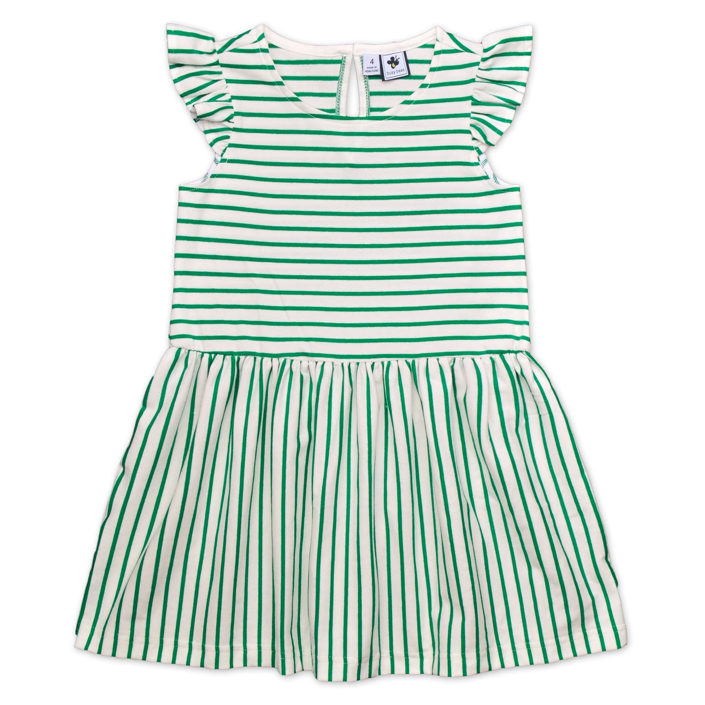 Penelope Girls Dropwaist Dress Green Stripe
