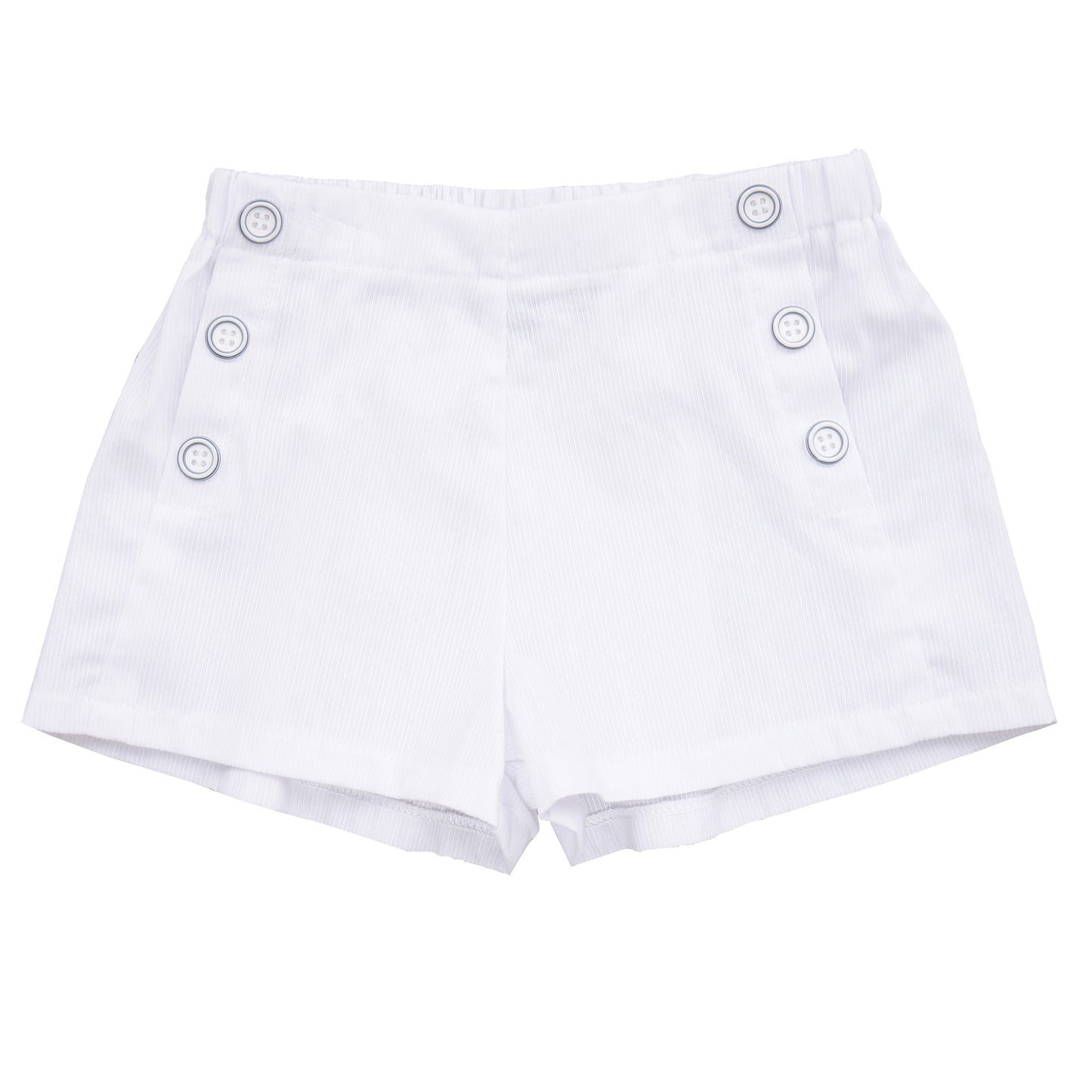 Sailor Button Shorts White Seersucker